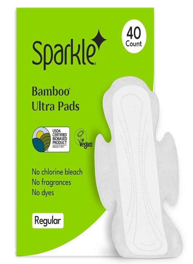 سباركل فوط سباركل بامبو فائقة الرقة | فوط صحية نسائية نباتية | فائقة النعومة ومقاومة للتسرب مع أجنحة | معتمدة من وزارة الزراعة الأمريكية، حيوية المنشأ، خالية من الكلور، مضادة للحساسية | عبوة عادية 40 فوطة - Image 1